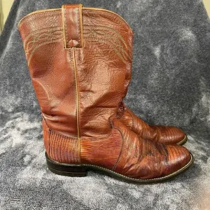 Justin L3113 Lizard Ski Western Boots Men Size 7 D