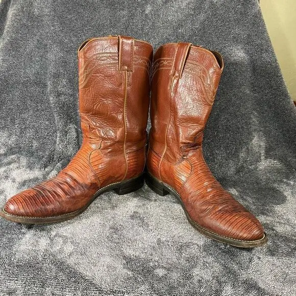 Justin L3113 Lizard Ski Western Boots Men Size 7 D