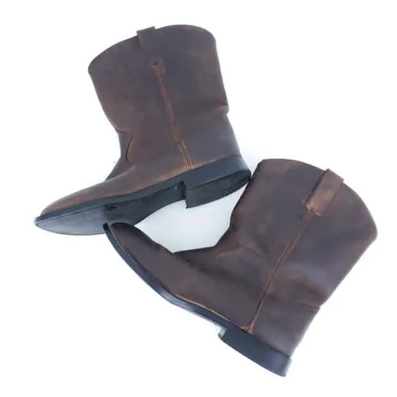 Justin Leather Brown Boots 5 Youth Fit Women 6.5-7 Cowboy Boots Western