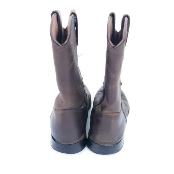 Justin Leather Brown Boots 5 Youth Fit Women 6.5-7 Cowboy Boots Western