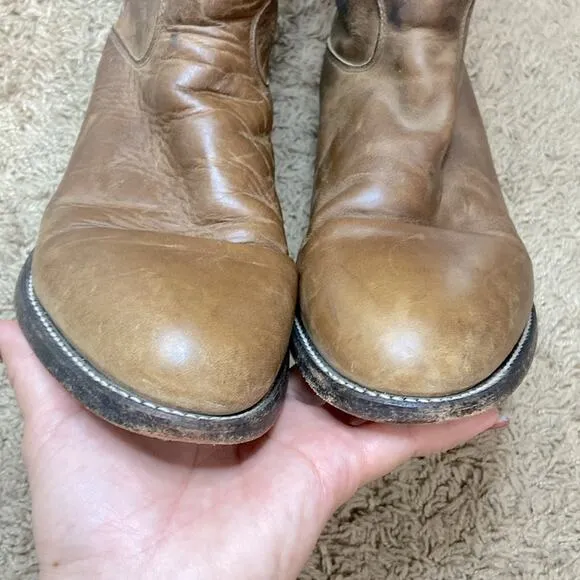 Justin Men Brown Leather Cowboy Boots Size 7.5EE