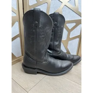 JUSTIN Roper JB1104 Men Sz 9 D Leather Pull-On Stitched Western Cowboy Boots