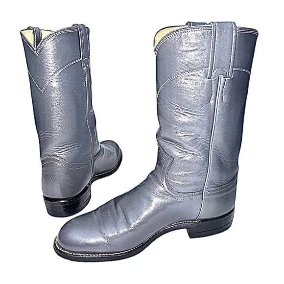 Justin Ropers Cowboy Women’s Gray Boots Size 5 C Pre-Owned L3506 Made In USA