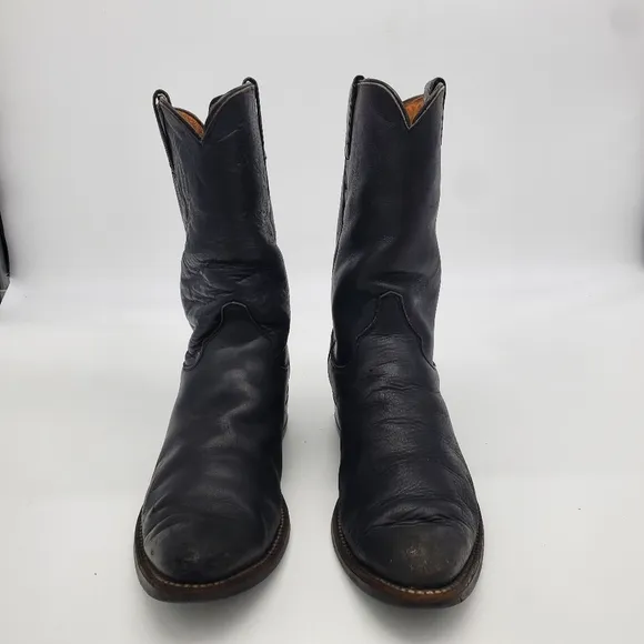 Justin Shoe Men 9.5 D Jackson 10&quot; Roper Boots Black Leather