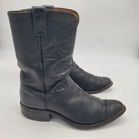Justin Shoe Men 9.5 D Jackson 10&quot; Roper Boots Black Leather