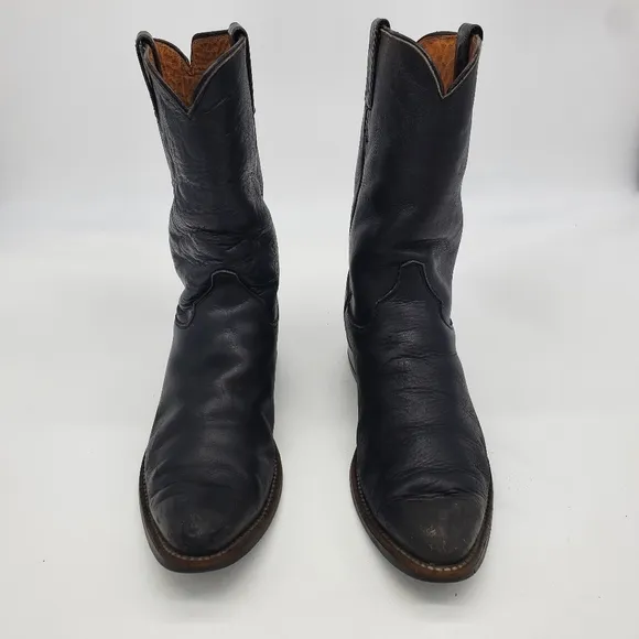 Justin Shoe Men 9.5 D Jackson 10&quot; Roper Boots Black Leather