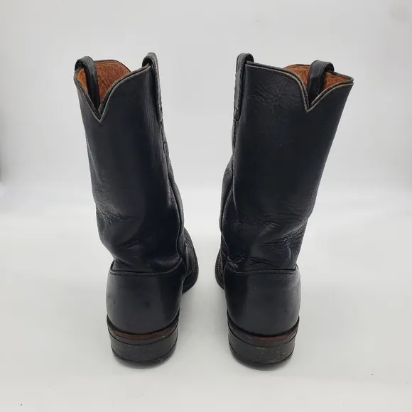 Justin Shoe Men 9.5 D Jackson 10&quot; Roper Boots Black Leather