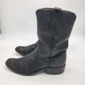 Justin Shoe Men 9.5 D Jackson 10&quot; Roper Boots Black Leather