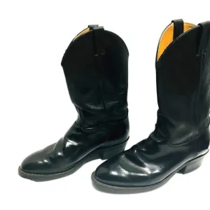 Justin Tobias Boots Men 10EE Black Leather Vibram Sole USA Western Cowboy $204