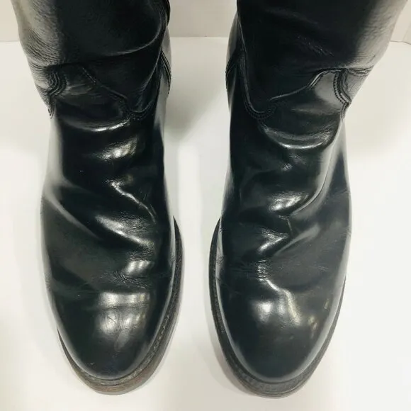 Justin Tobias Boots Men 10EE Black Leather Vibram Sole USA Western Cowboy $204