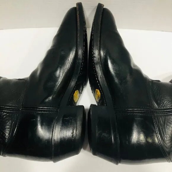 Justin Tobias Boots Men 10EE Black Leather Vibram Sole USA Western Cowboy $204