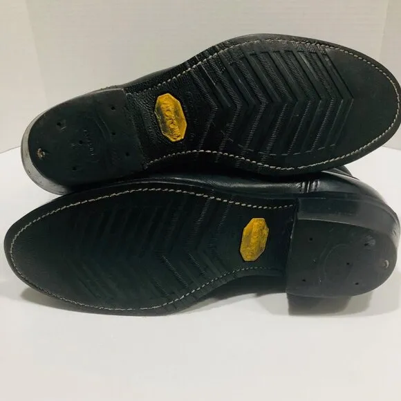 Justin Tobias Boots Men 10EE Black Leather Vibram Sole USA Western Cowboy $204