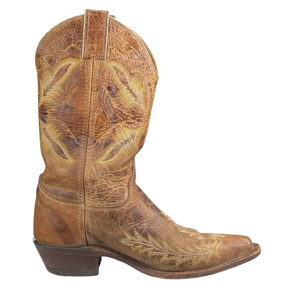 Justin Women’s Bent Rail Brown Distressed Leather Cowgirl Boot Size US 7
