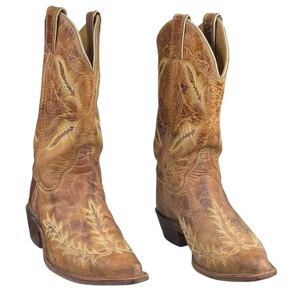 Justin Women’s Bent Rail Brown Distressed Leather Cowgirl Boot Size US 7