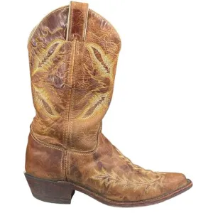 Justin Women’s Bent Rail Brown Distressed Leather Cowgirl Boot Size US 7