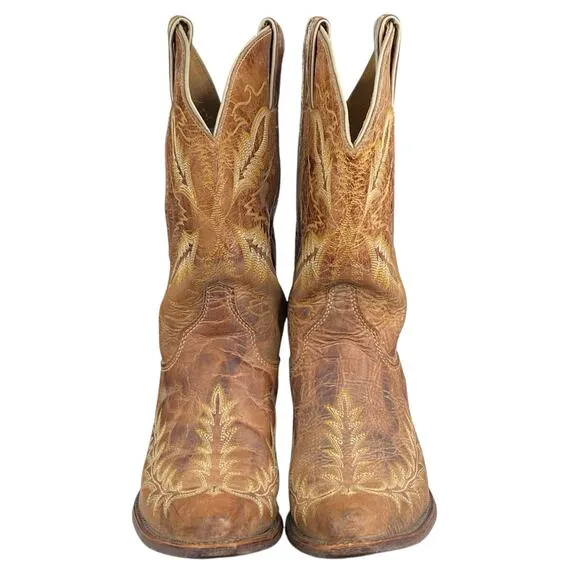 Justin Women’s Bent Rail Brown Distressed Leather Cowgirl Boot Size US 7