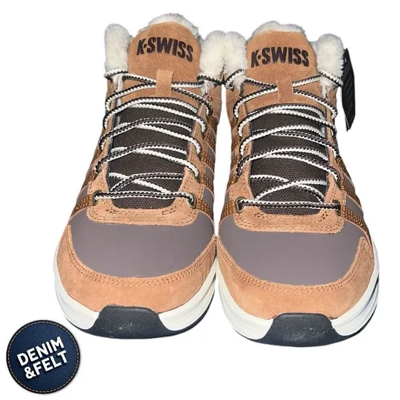 K Swiss Men’s Vista Trainer Mid WNT Hight Top Sherpa Lined Shoe| Brown | NEW/NIB