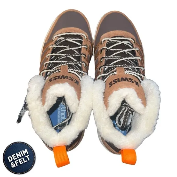 K Swiss Men’s Vista Trainer Mid WNT Hight Top Sherpa Lined Shoe| Brown | NEW/NIB