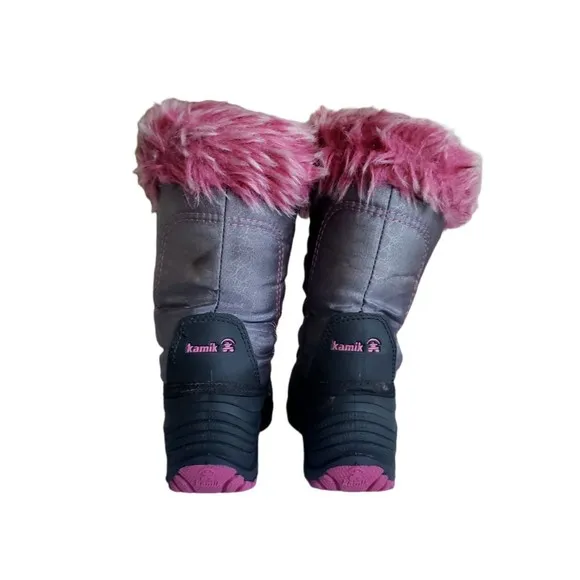 Kamik Girl's Gray/Pink Snowgypsy L Winter Boots Kids Size 12