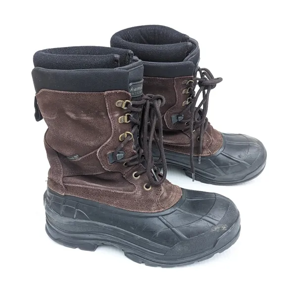 KAMIK men's brown suede waterproof insulated winter snow boots size 8