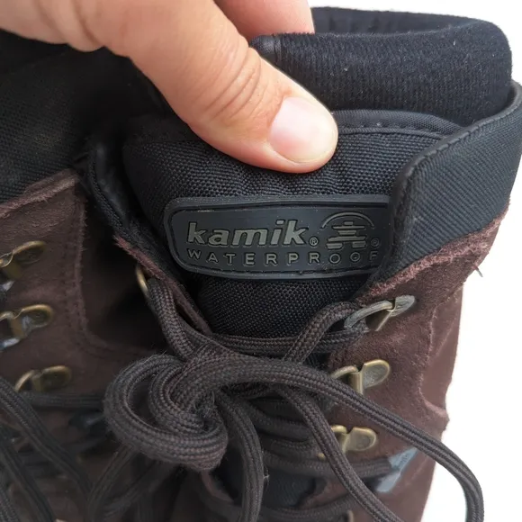 KAMIK men's brown suede waterproof insulated winter snow boots size 8