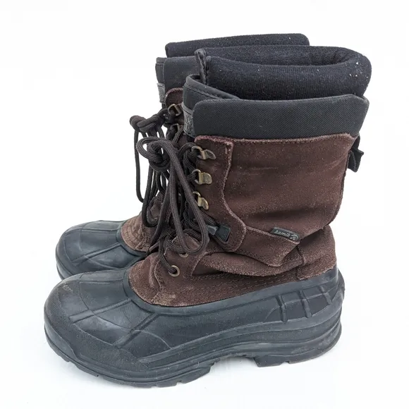 KAMIK men's brown suede waterproof insulated winter snow boots size 8