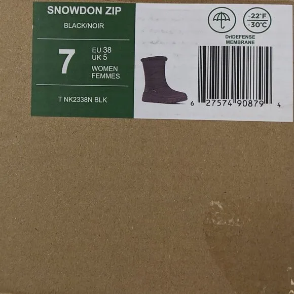 Kamik Snowdon Zip Waterproof Winter Boots, Black, Women's 7