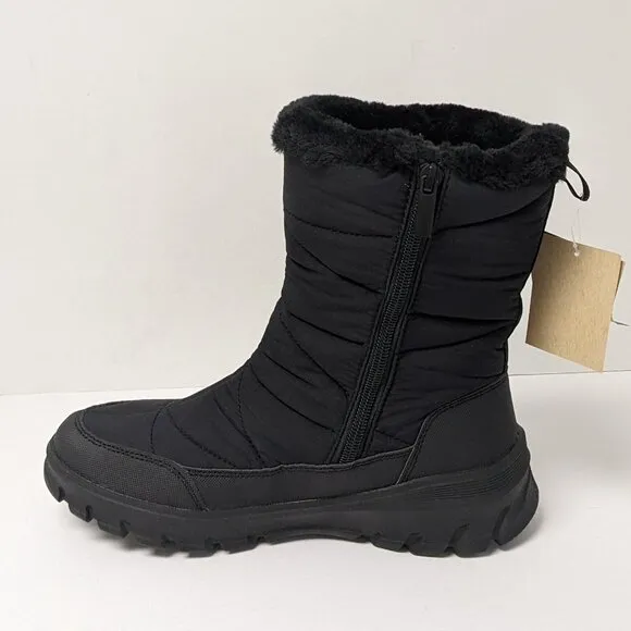 Kamik Snowdon Zip Waterproof Winter Boots, Black, Women's 7