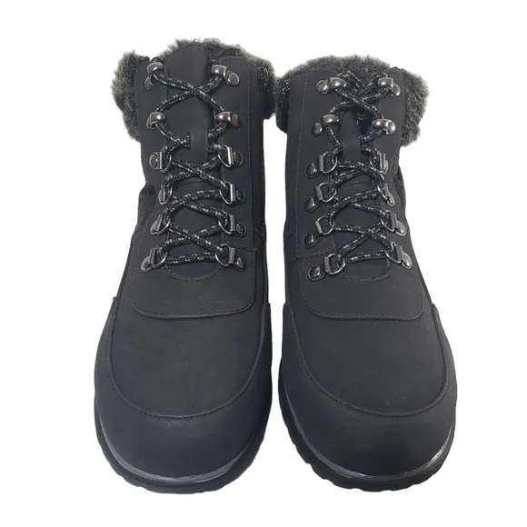 Karen Scott Wanona Black Lace Up Faux Fur Boots Sz 8.5 M