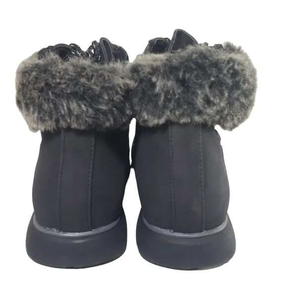 Karen Scott Wanona Black Lace Up Faux Fur Boots Sz 8.5 M