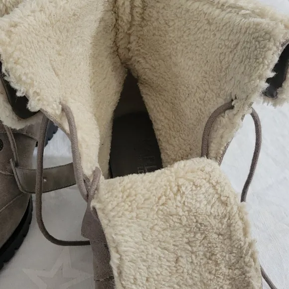 Karl Lagerfeld Paris Ankle Boots with Fur Lining Leather Style Belda Mushroom 7w