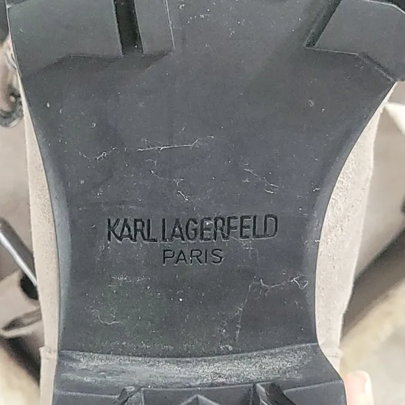 Karl Lagerfeld Paris Ankle Boots with Fur Lining Leather Style Belda Mushroom 7w