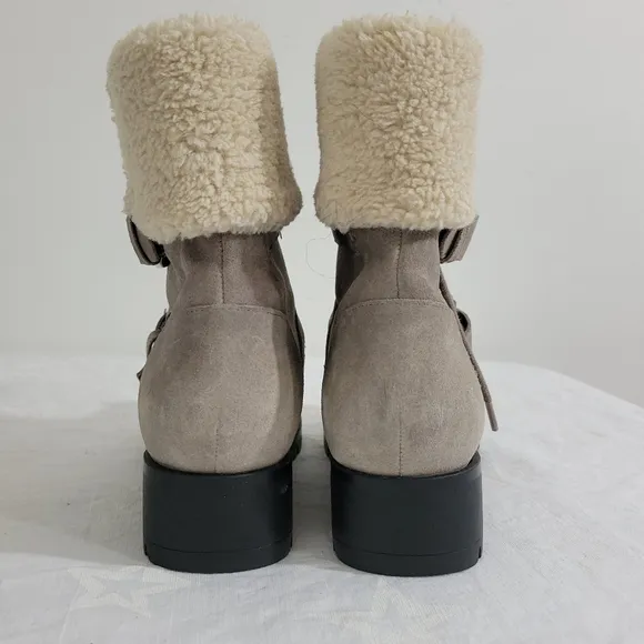 Karl Lagerfeld Paris Ankle Boots with Fur Lining Leather Style Belda Mushroom 7w