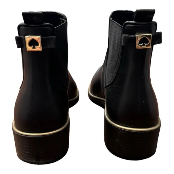 Kate Spade Sedgewick Rain Boots Black Rubber Luxury Water Resistant Women’s Sz 9