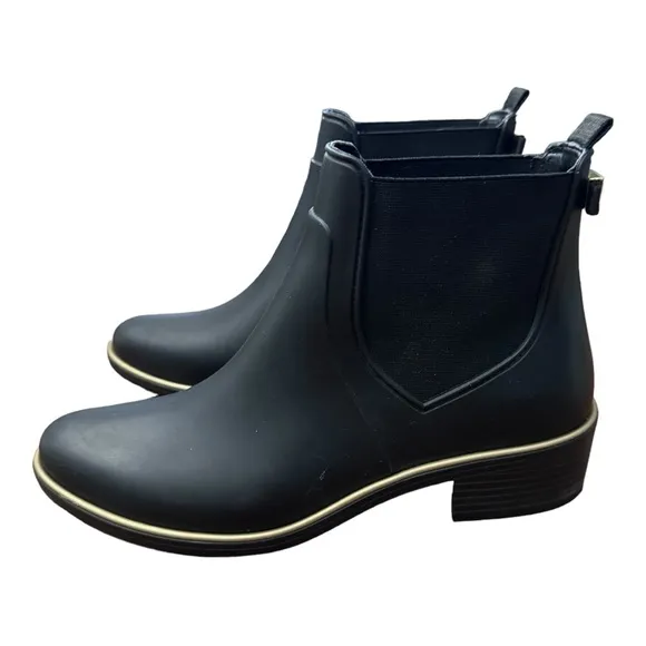 Kate Spade Sedgewick Rain Boots Black Rubber Luxury Water Resistant Women’s Sz 9
