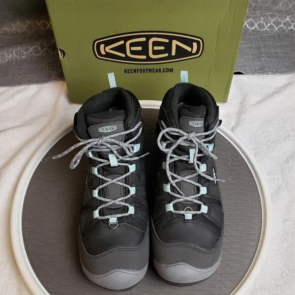 KEEN Circadia Mid Polar Boots Women 12 Black Cloud Blue Hiking Winter Casual