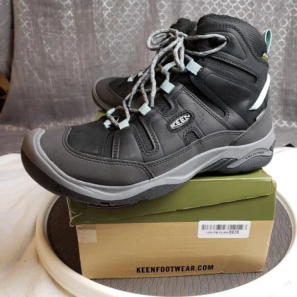 KEEN Circadia Mid Polar Boots Women 12 Black Cloud Blue Hiking Winter Casual