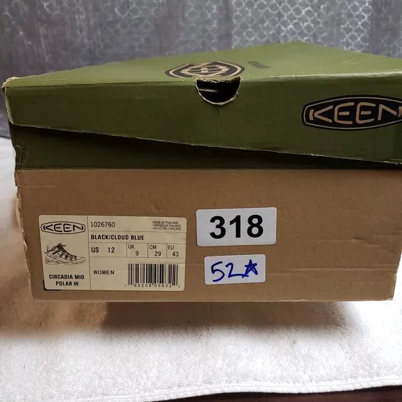KEEN Circadia Mid Polar Boots Women 12 Black Cloud Blue Hiking Winter Casual
