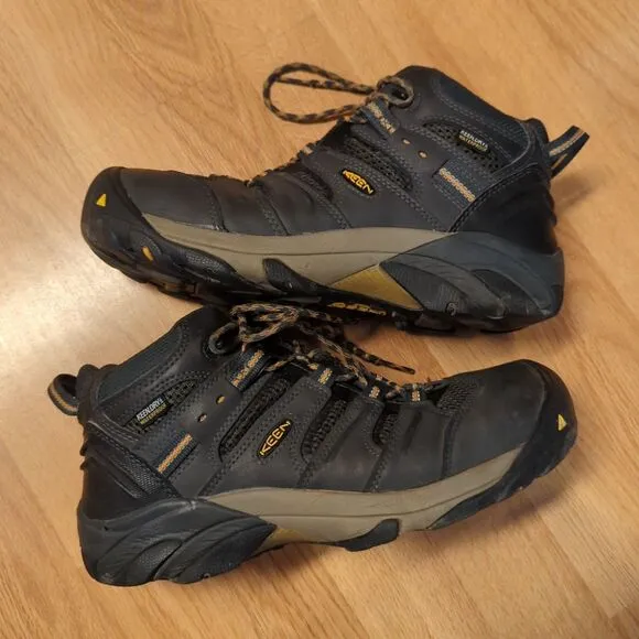 Keen Lansing Utility Boots Mens 8.5D Brown Mid Steel Toe Waterproof Work