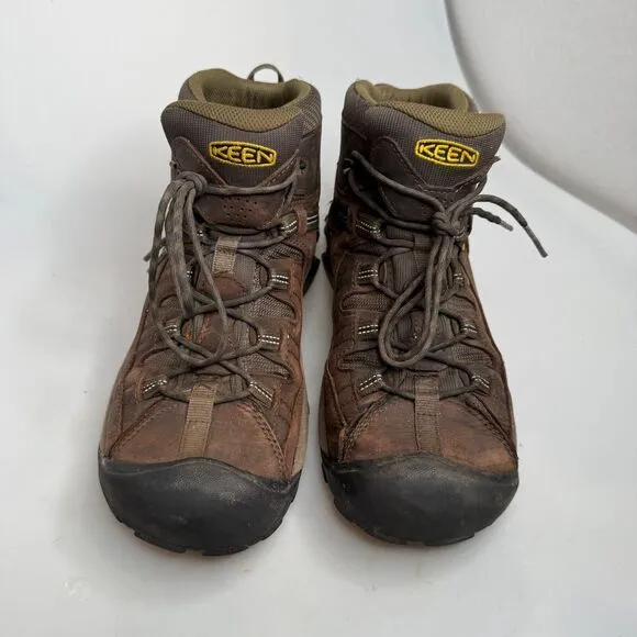 KEEN Targhee II Mid Waterproof Hiking Boots Men’s Size 12 Wide Brown Leather EUC