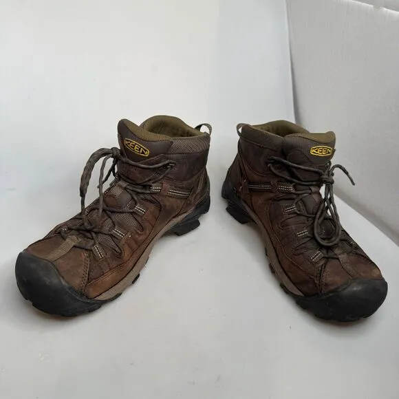 KEEN Targhee II Mid Waterproof Hiking Boots Men’s Size 12 Wide Brown Leather EUC
