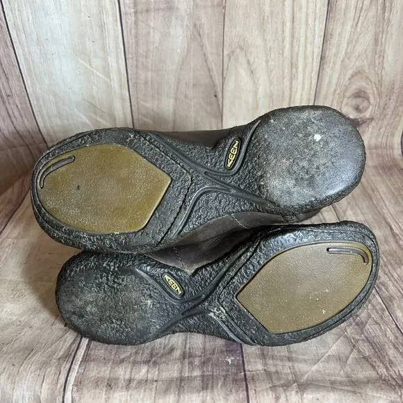 KEEN Women’s Brown Leather Lined Slip On Elastic Hook N Loop  Ankle Boots US 7.5