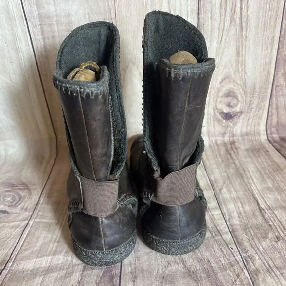 KEEN Women’s Brown Leather Lined Slip On Elastic Hook N Loop  Ankle Boots US 7.5