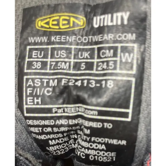 KEEN Work Utility Shoes Women's Size 7.5 Steel Toe Safety Boots F2413-18