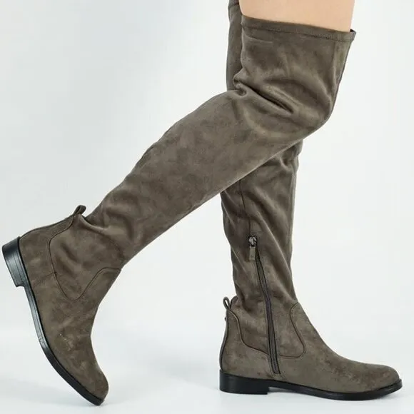Kenneth Cole Women Medium Wind,y Over,The,Knee Boots, Dark Grey