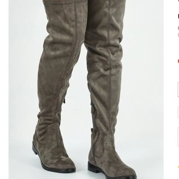 Kenneth Cole Women Medium Wind,y Over,The,Knee Boots, Dark Grey