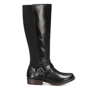 Kenneth Cole Womens Jenny Black Leather Riding Boots Buckled Strap size 9