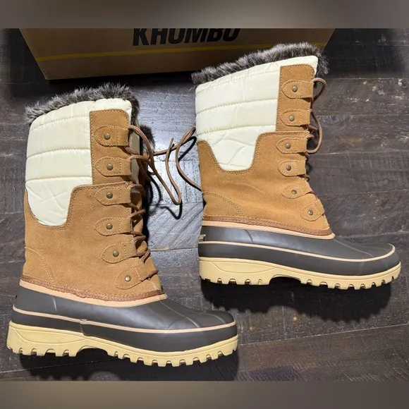Khombu Adeline Tan Leather Duck Boot  from Buckle Sz 8