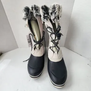 Khombu Emily Winter Snow Boot Womens Size 10 Grey Leather Faux Fur New With Box