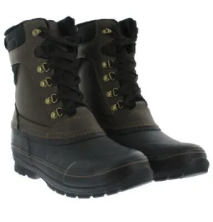 Khombu Mens Kenny Brown Leather Duck Snow Boots Waterproof